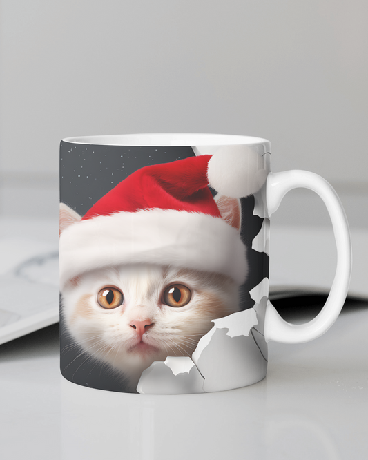 "Kitten With Santa Hat" 12 Oz Mug