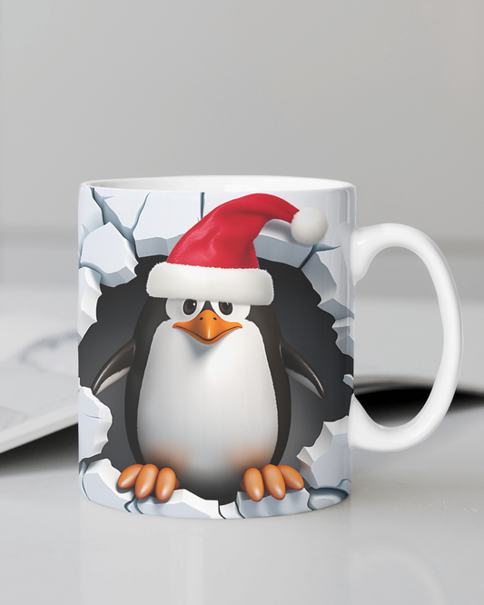 "Penguin With Santa Hat" 12 Oz Mug