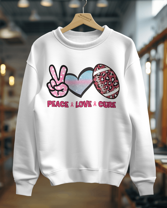 "Peace, Love, Cure " Cancer Support Sweatshirt