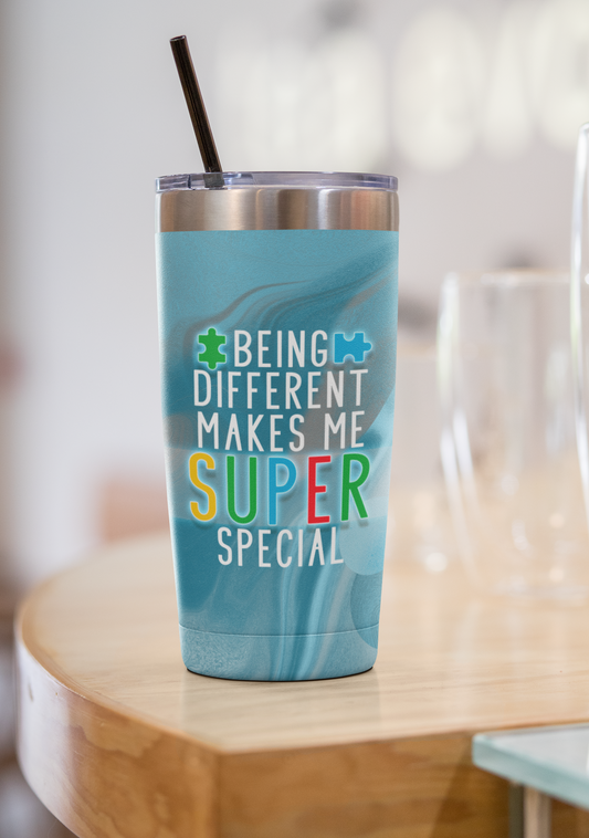 "Being Different Makes Me Super Special" 20 or 30 oz. Autism Tumblers.