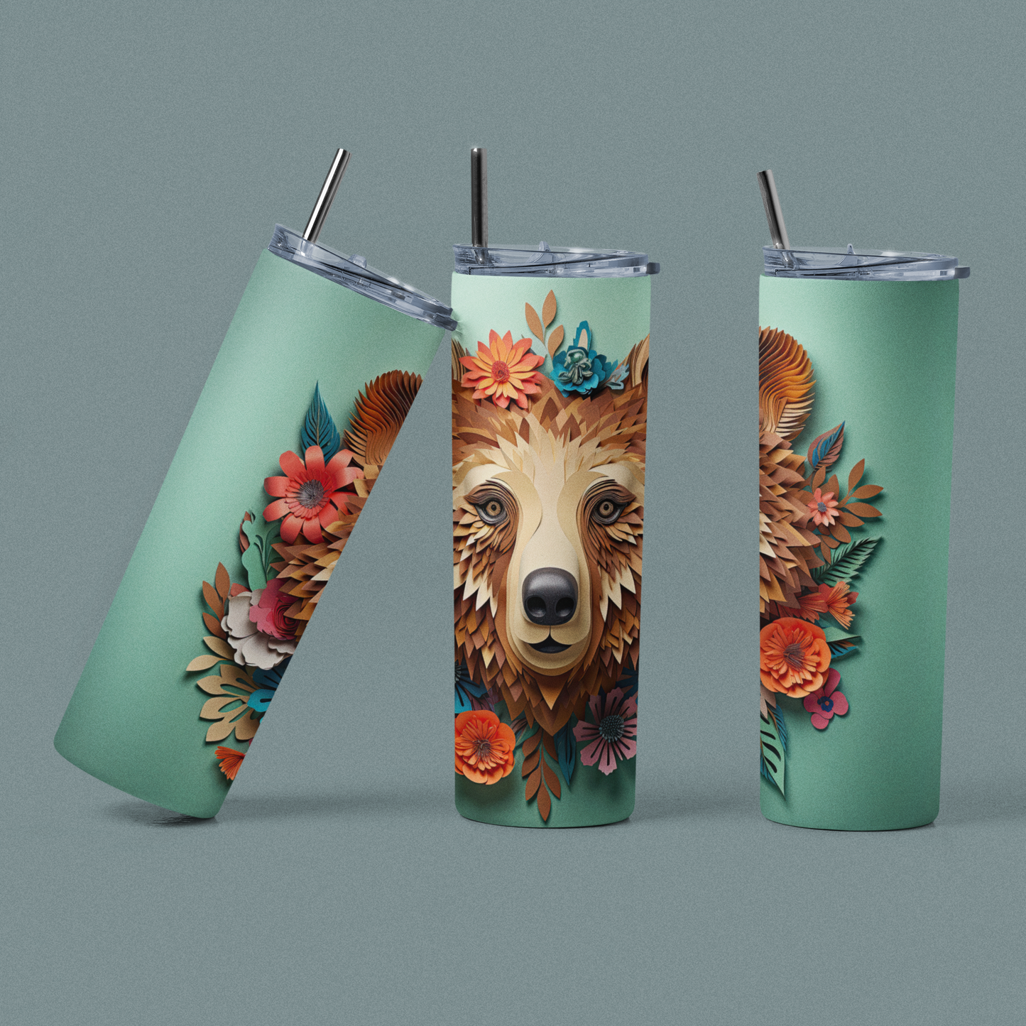 "3D Paper Quill Animal" 20 and 30 oz. Tumblers.