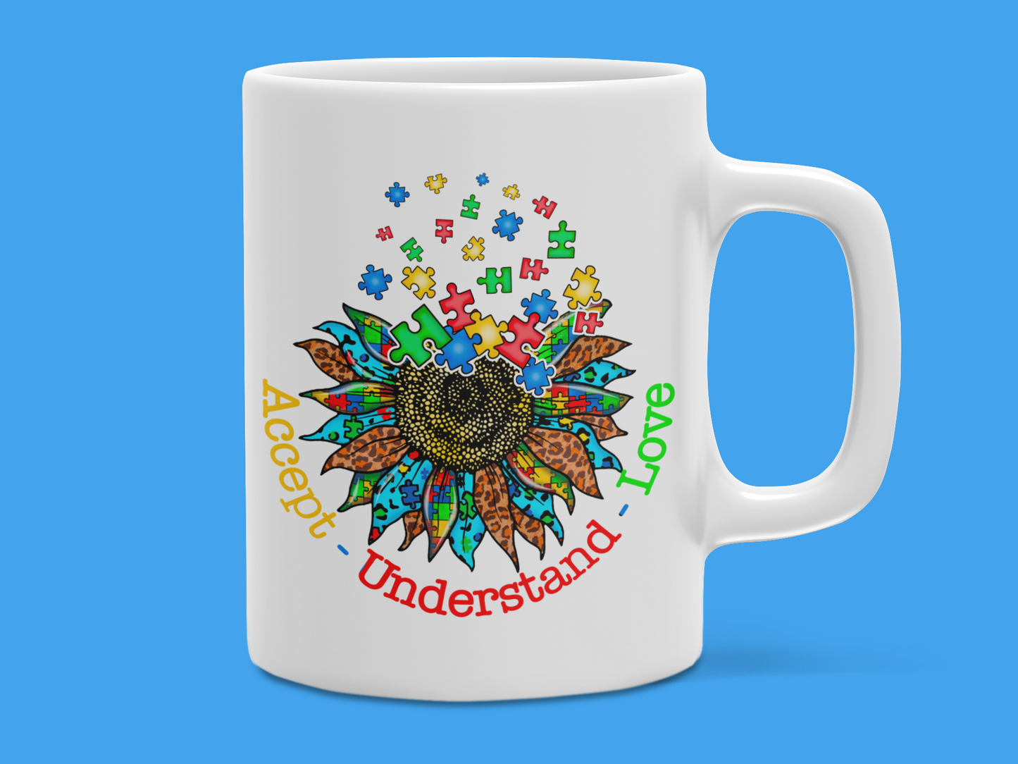 "Accept Understand Love" Autism Mug 12 or 15 oz.