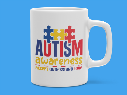 "Autism Awareness Accept Understand Love" Mug 12 or 15 oz.