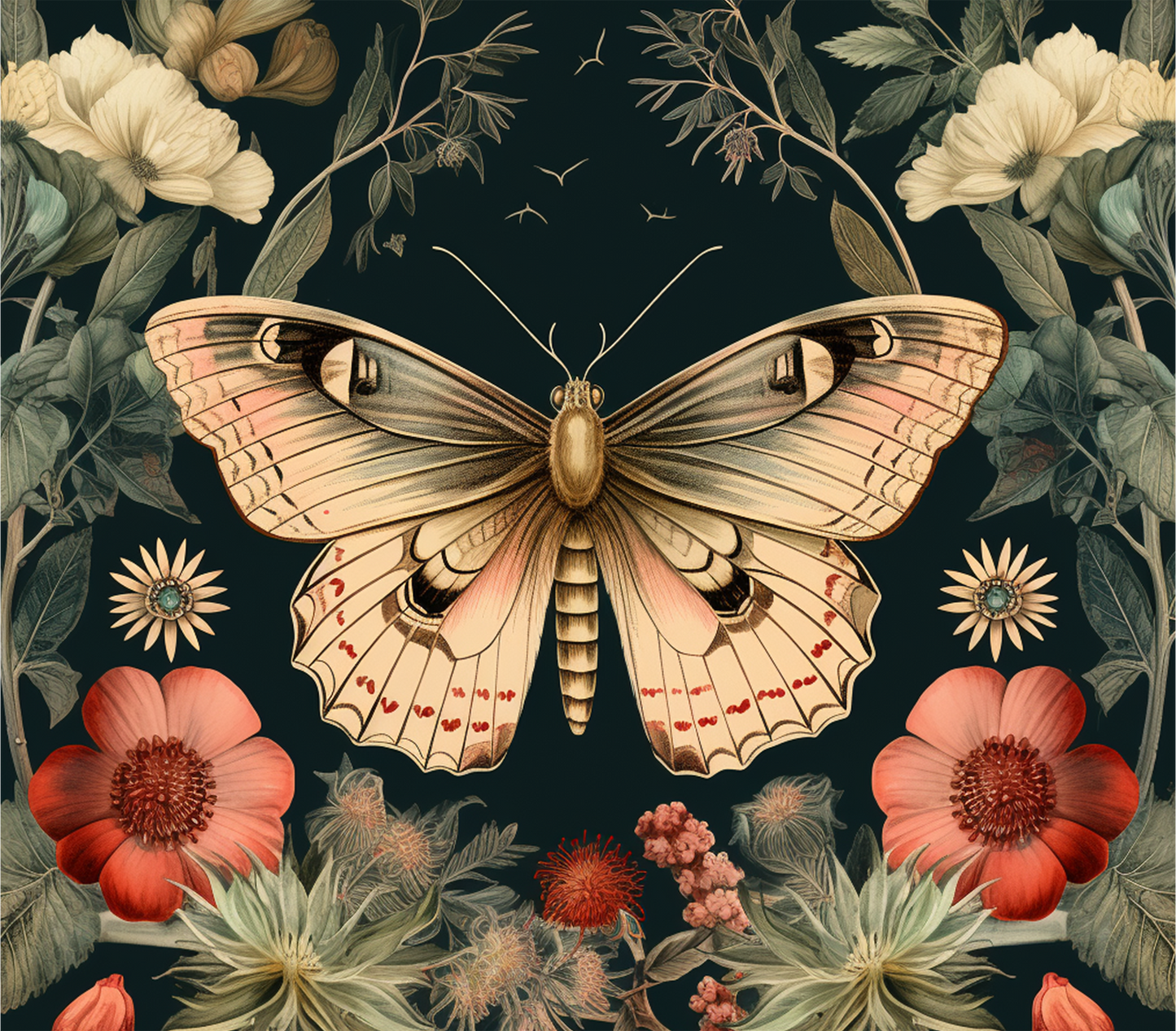 "Vintage Moth & Floral" Mouse Pads