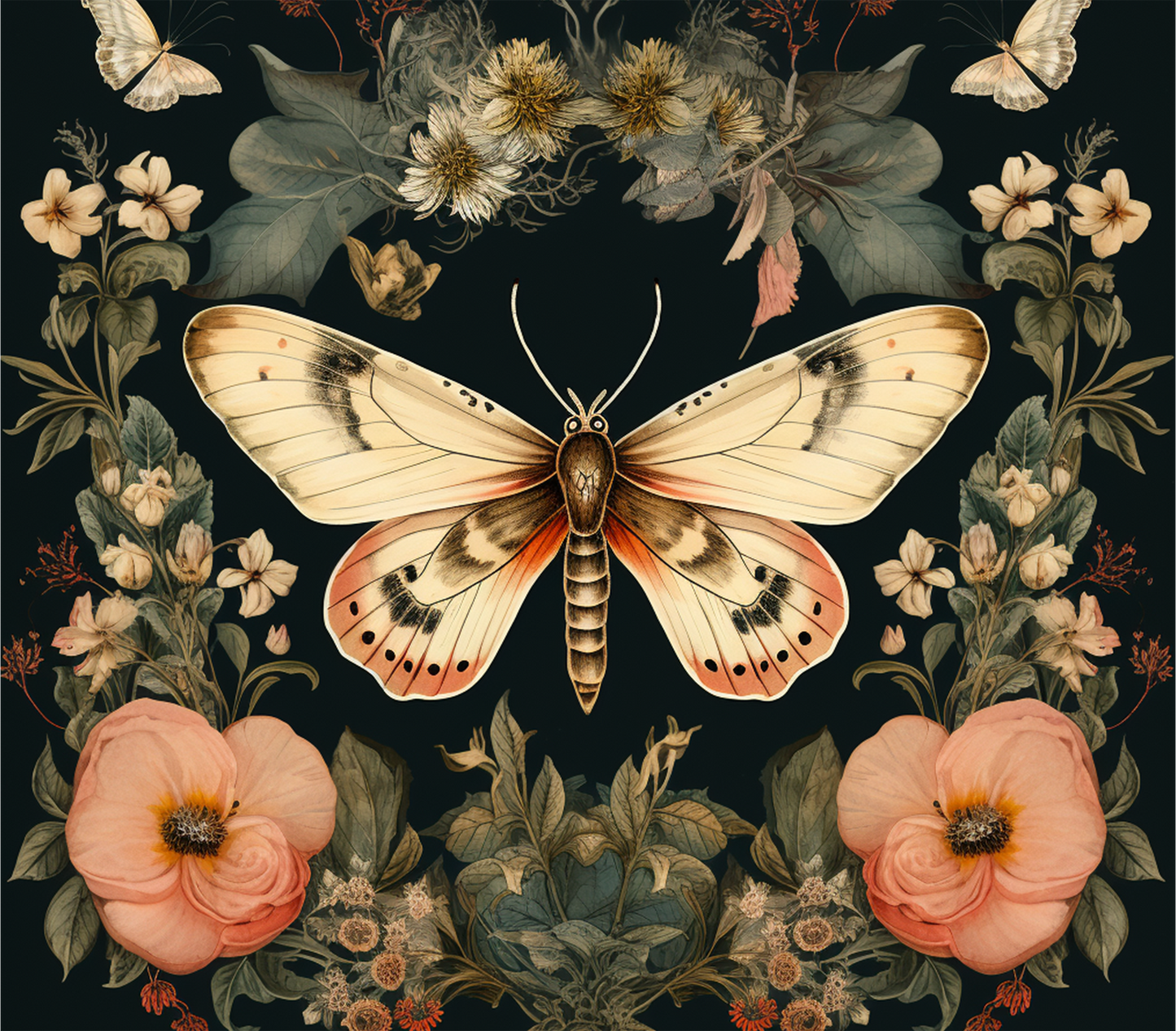 "Vintage Moth & Floral" Mouse Pads