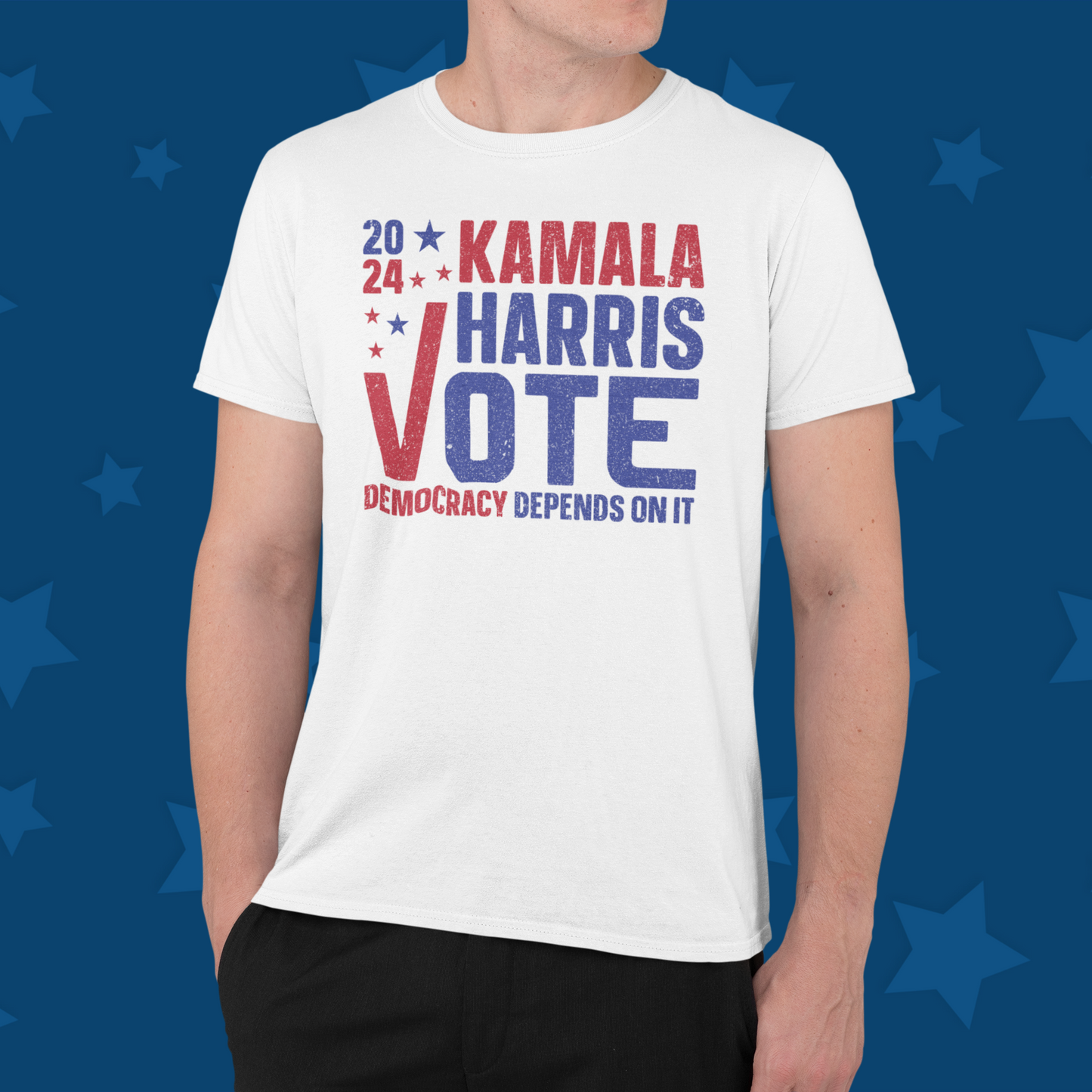 "2024 Kamala Harris Vote Democracy Depends On It" T-Shirt