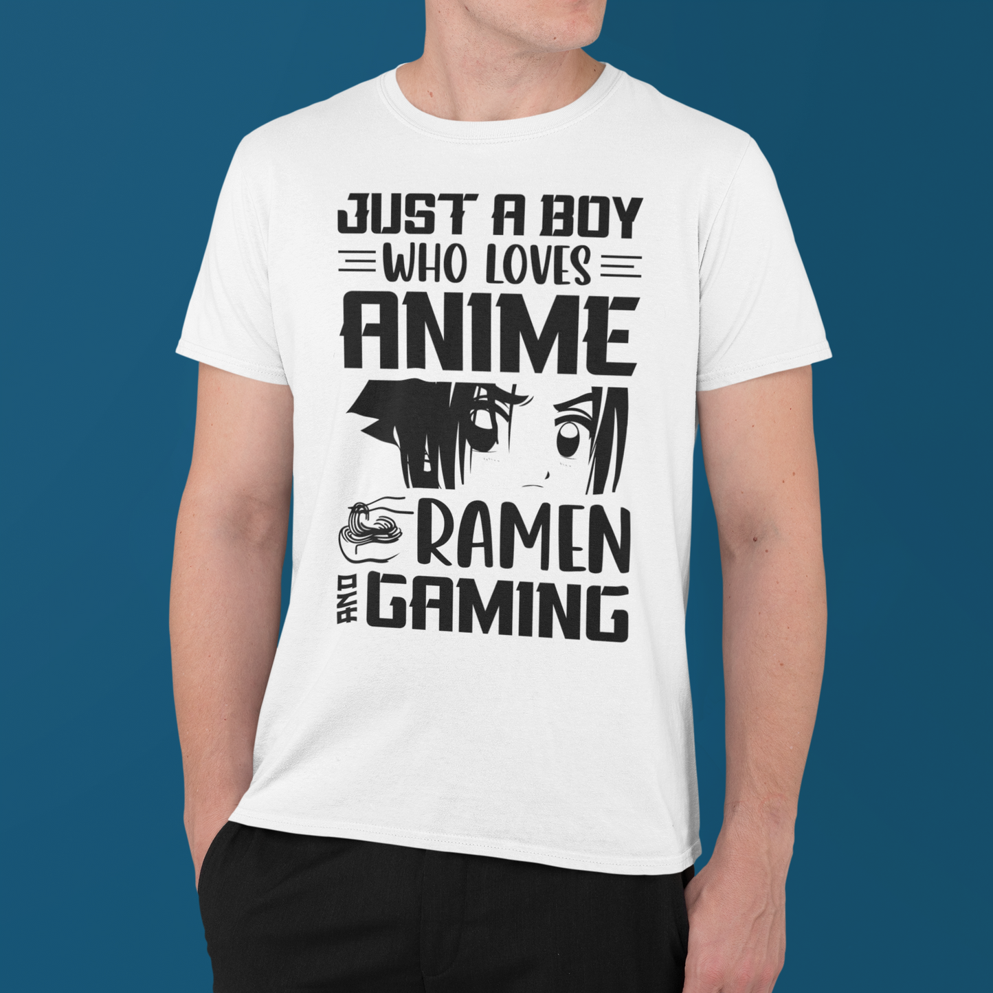 "Just A Boy Who Loves Anime Ramen And Gaming" T-Shirt