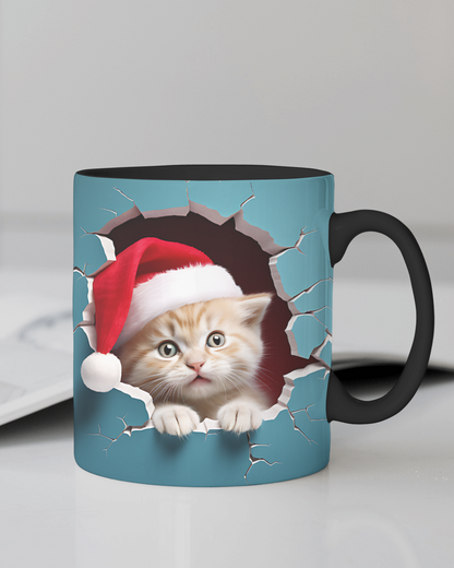 "Christmas Kitten with Santa Hat" 12 Oz Mug