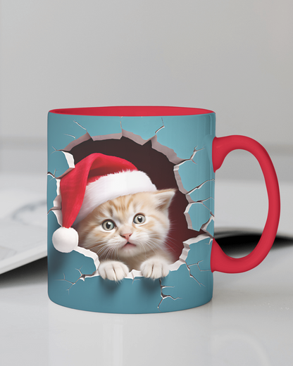 "Christmas Kitten with Santa Hat" 12 Oz Mug