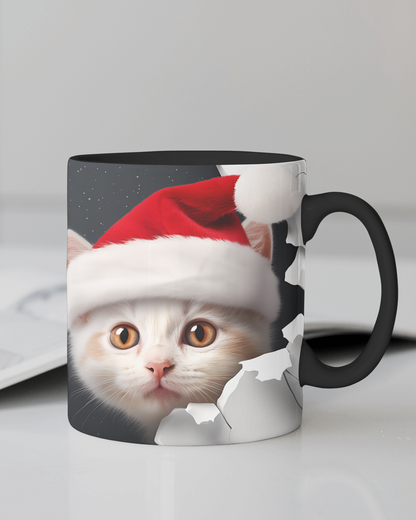 "Kitten With Santa Hat" 12 Oz Mug