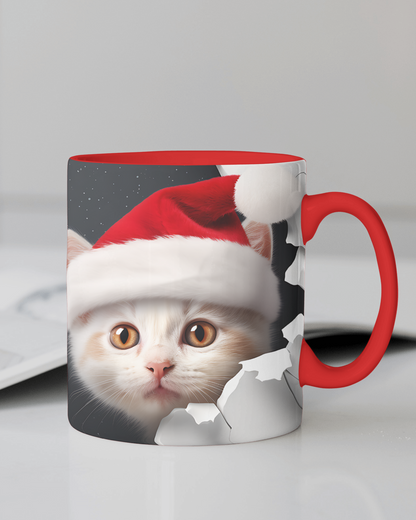 "Kitten With Santa Hat" 12 Oz Mug