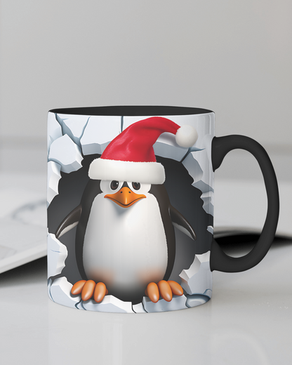 "Penguin With Santa Hat" 12 Oz Mug