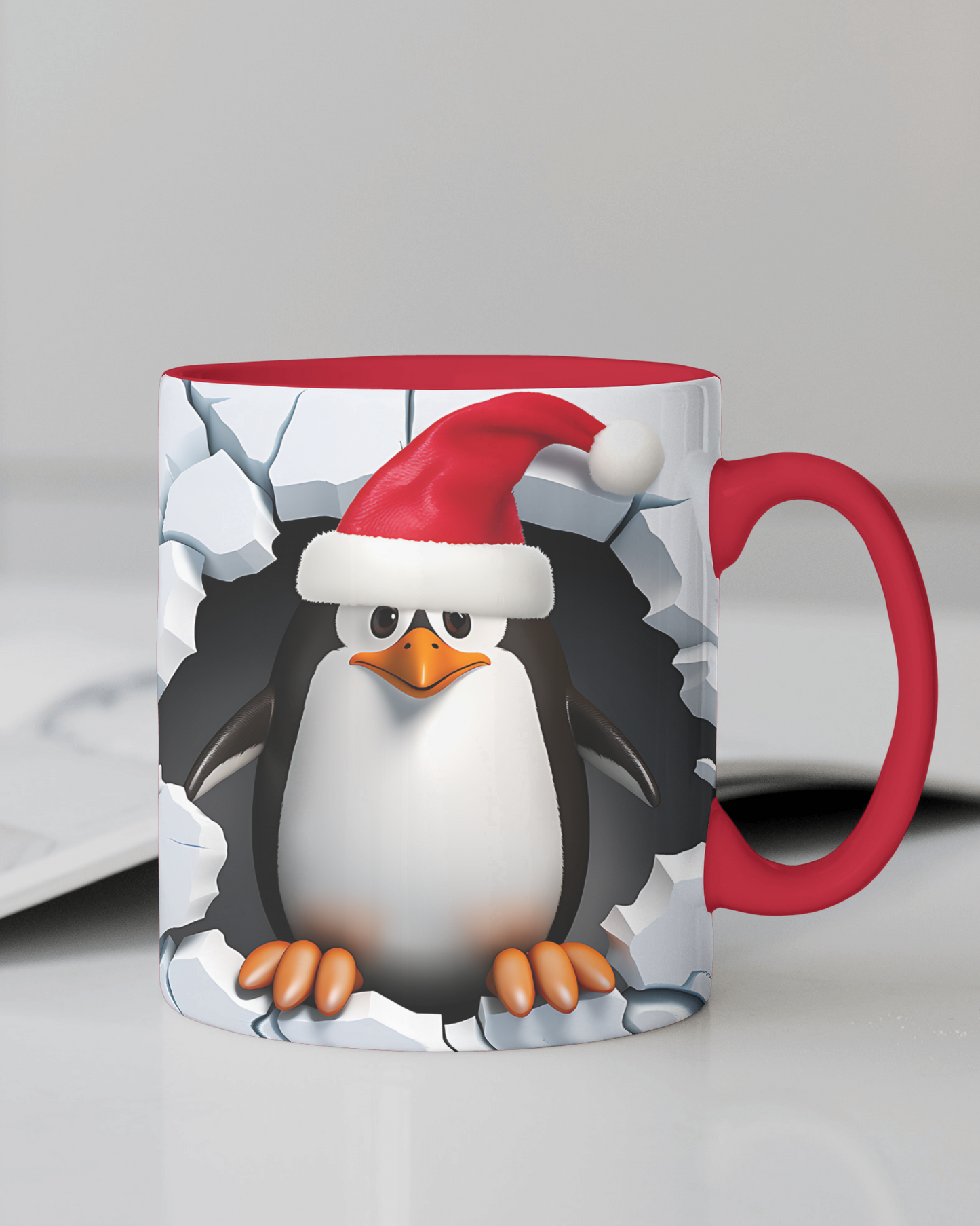 "Penguin With Santa Hat" 12 Oz Mug