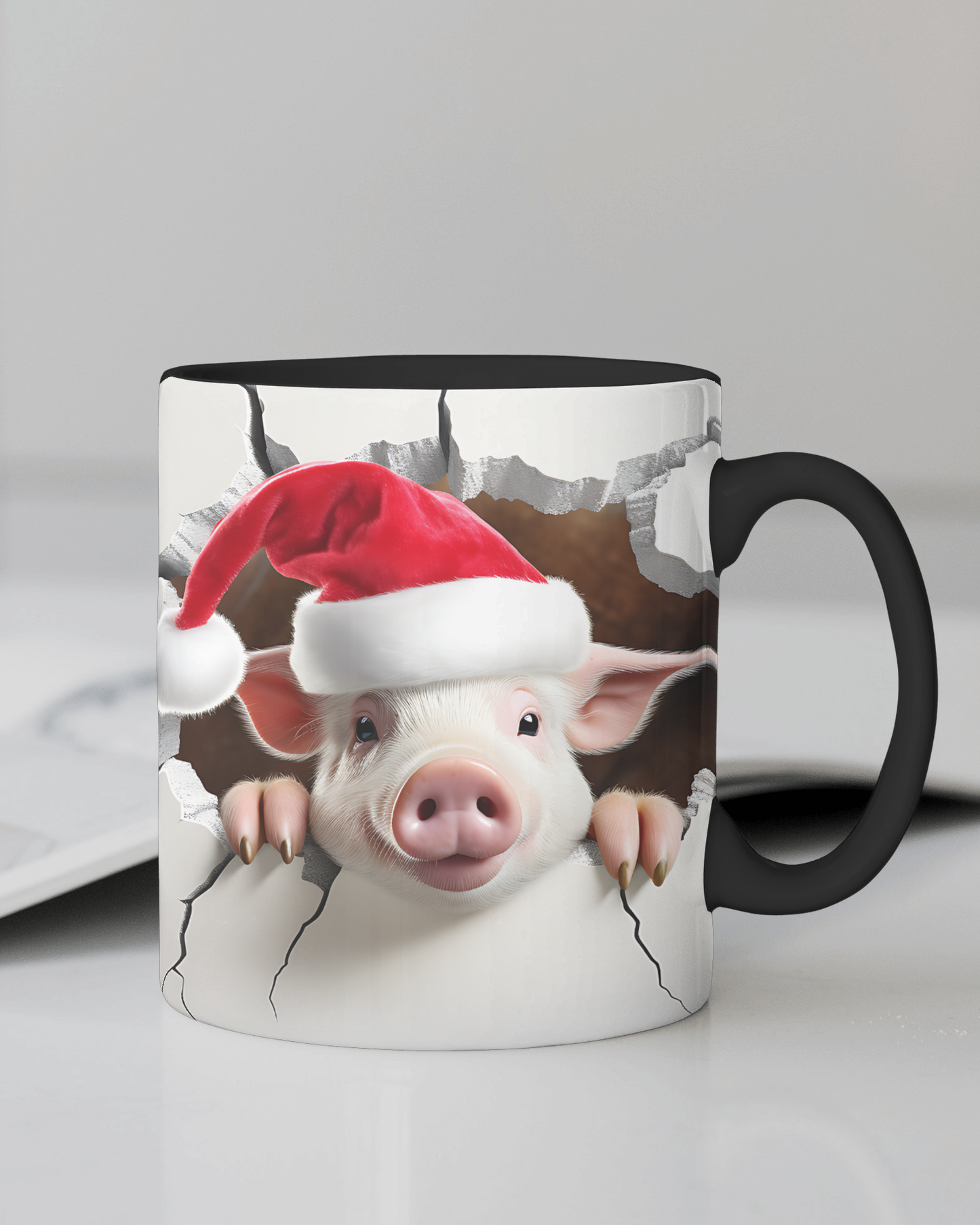 "Pig with Santa Hat" 12 Oz Mug