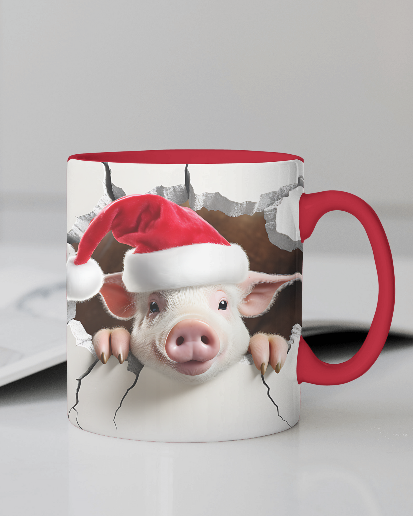 "Pig with Santa Hat" 12 Oz Mug