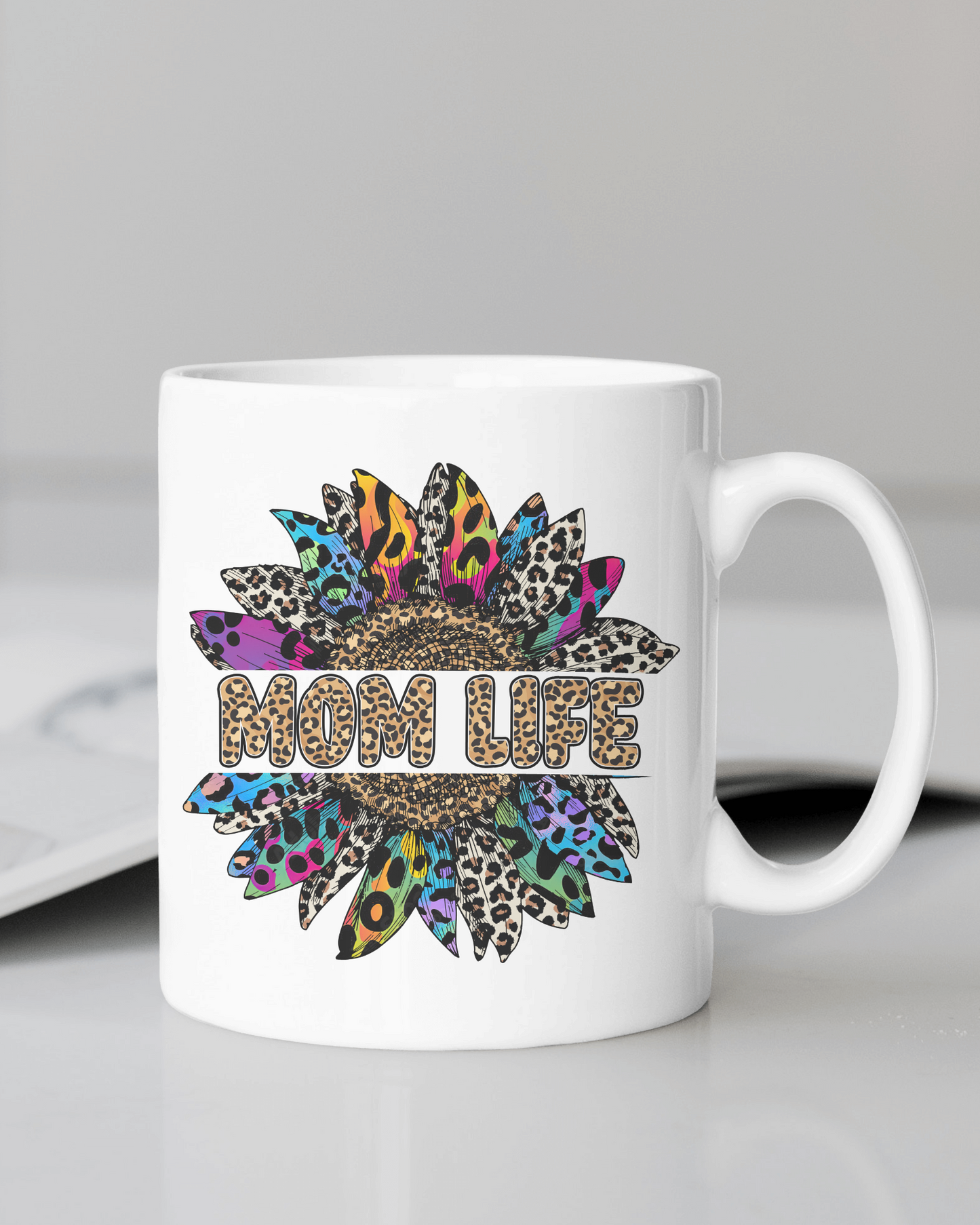 "Mom Life Colorful Sunflower" Mug 12 or 15 oz.