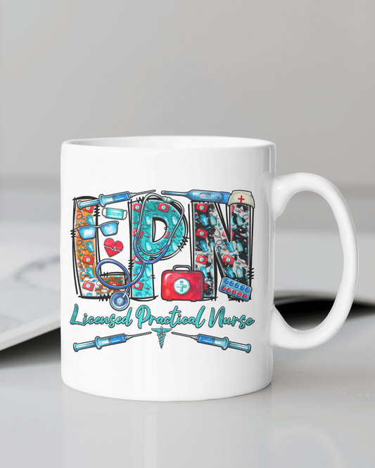 "LPN: Licensed Practical Nurse Art" 12 or 15 oz. mug