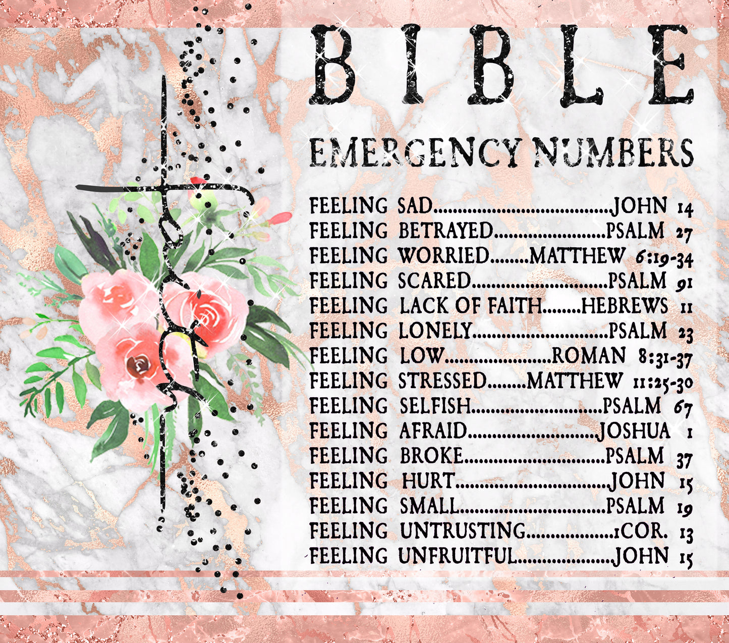 "Faith: Bible Emergency Numbers" 20 or 30 oz. Skinny Tumbler