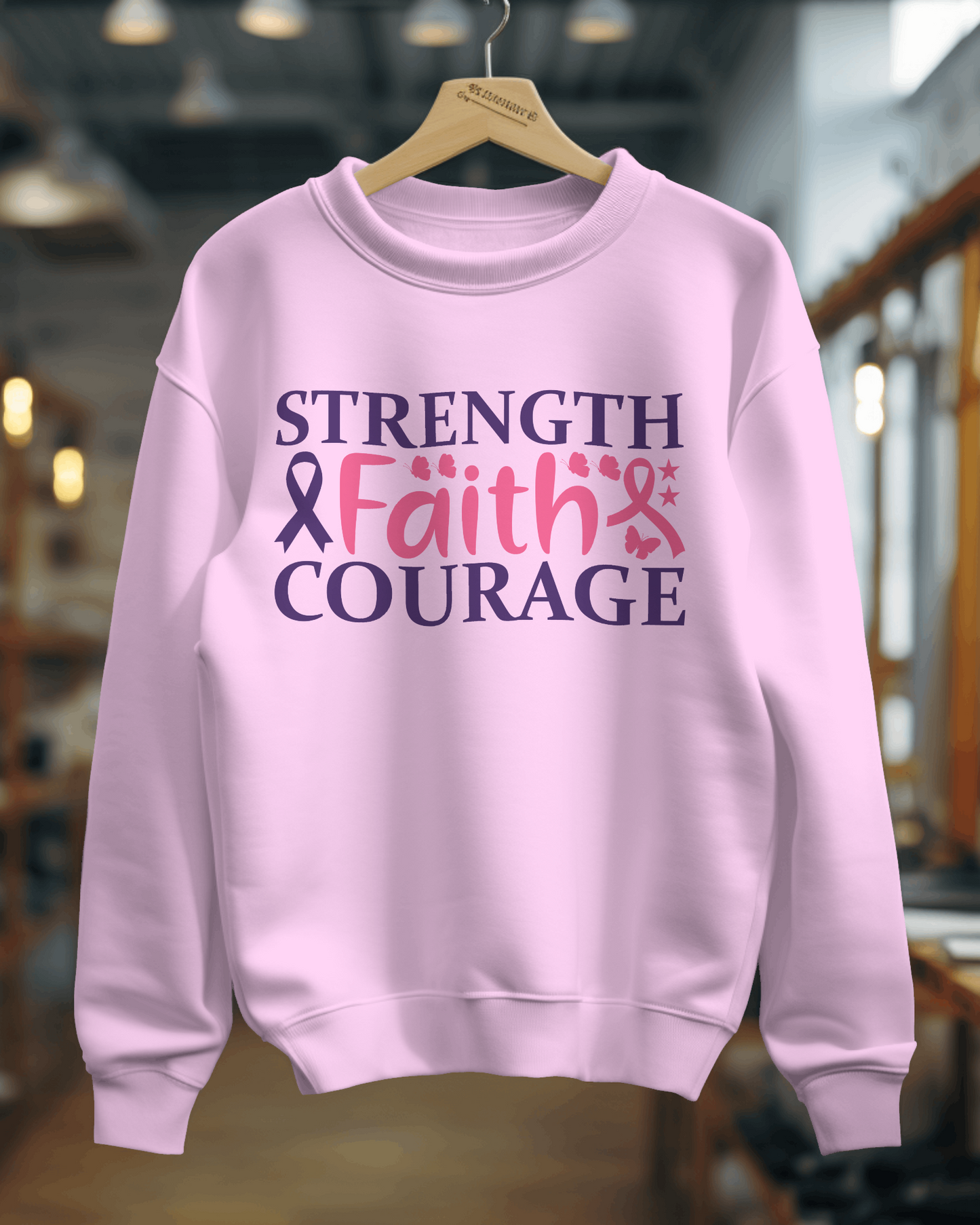 "Strength Faith Courage " Cancer Support Sweatshirt