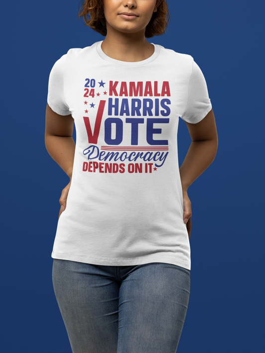 "2024 Kamala Harris Vote- Democracy Depends On It " T-Shirt