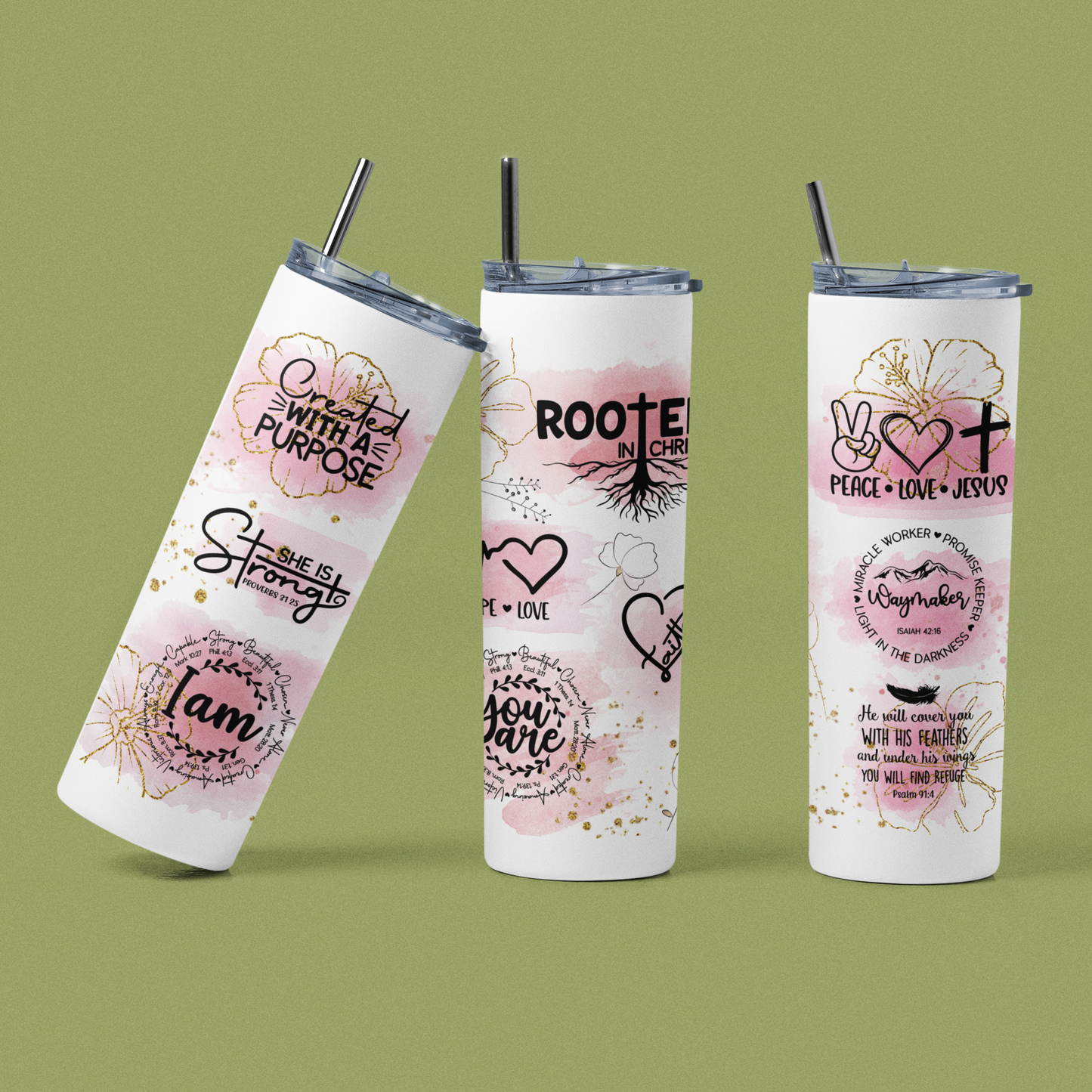 " Bible Quote " 20 or 30 oz. Skinny Tumblers
