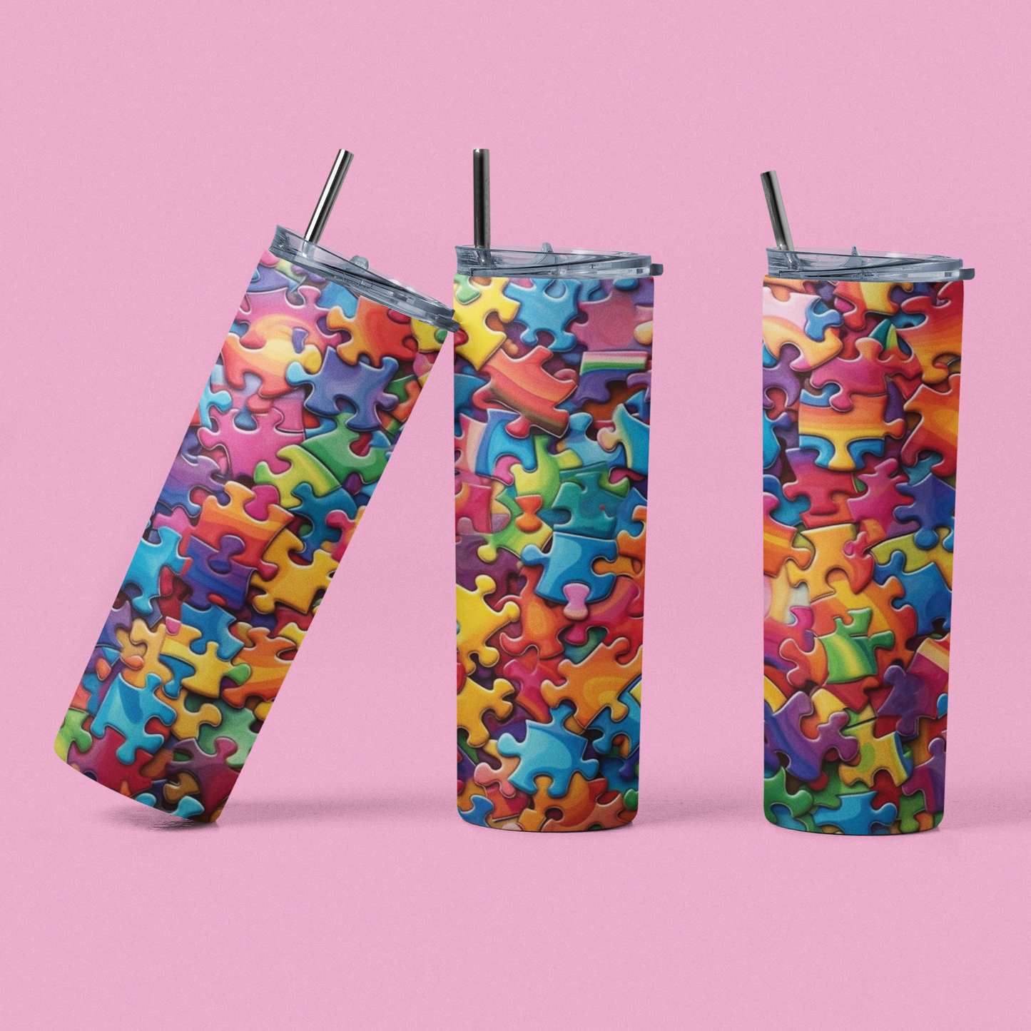 "Colorful Autism Puzzle Mug" 20 or 30 oz. Tumbler.