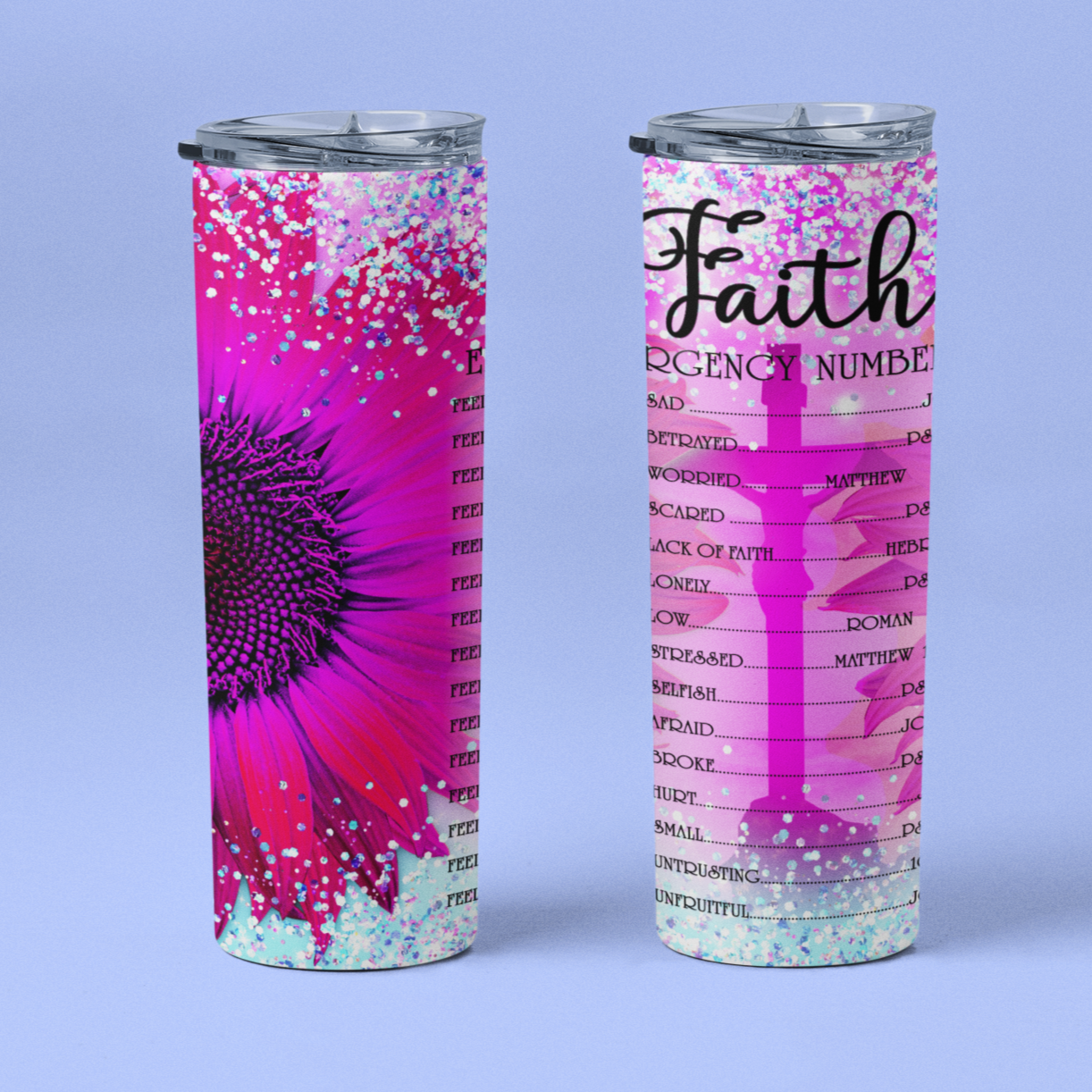 "Faith: Bible Emergency Numbers" 20 or 30 oz. Skinny Tumbler