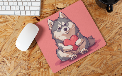 Cute Heart Hugging Dog" Mouse Pads