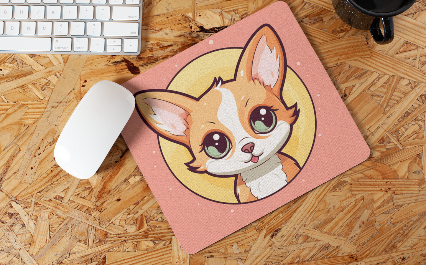 "Kawaii Peeking Cat" Mouse Pad