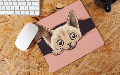 "Kawaii Peeking Cat" Mouse Pad