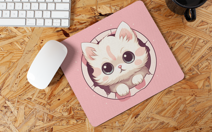 "Kawaii Peeking Cat" Mouse Pad