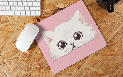 "Kawaii Peeking Cat" Mouse Pad