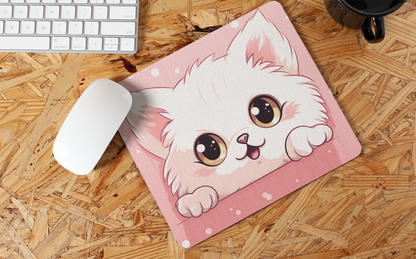 "Kawaii Peeking Cat" Mouse Pad