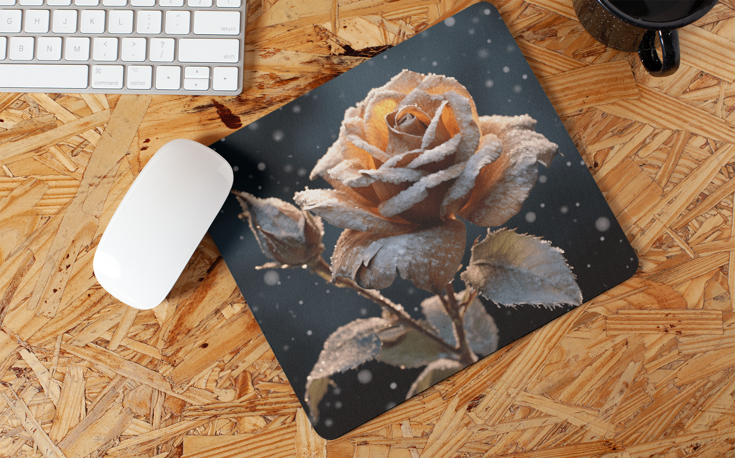 "Beautiful Frost Rose" Mouse Pads