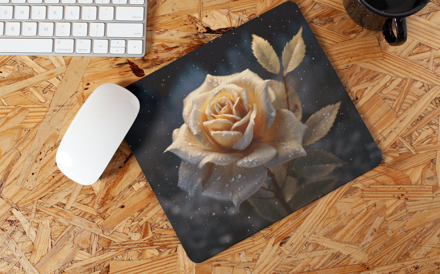 "Beautiful Frost Rose" Mouse Pads