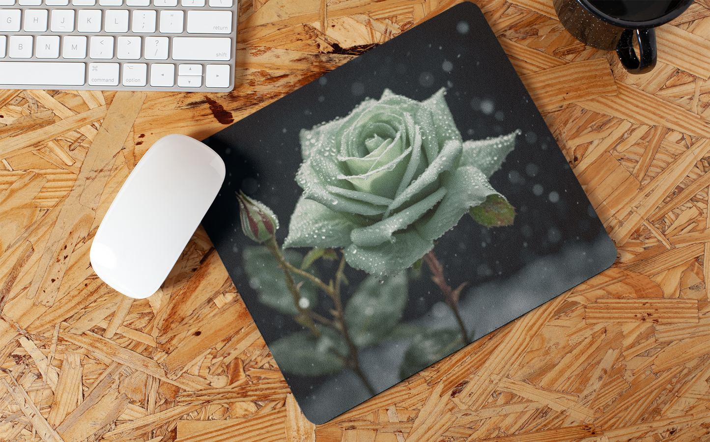 "Beautiful Frost Rose" Mouse Pads