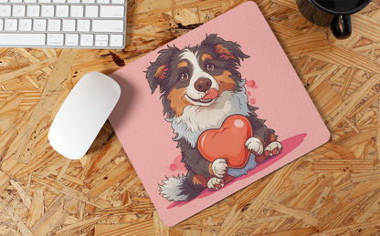 Cute Heart Hugging Dog" Mouse Pads