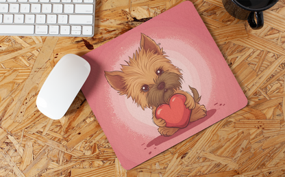 Cute Heart Hugging Dog" Mouse Pads