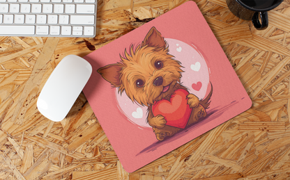 Cute Heart Hugging Dog" Mouse Pads