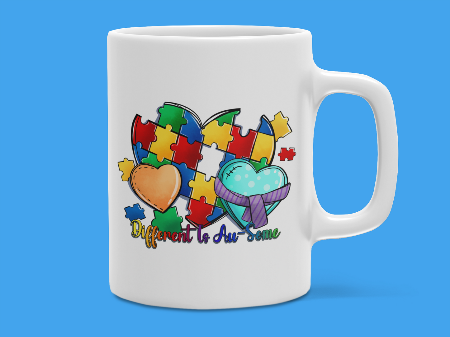 "Different Is AU-SOME" Autism Mug 12 or 15 oz.