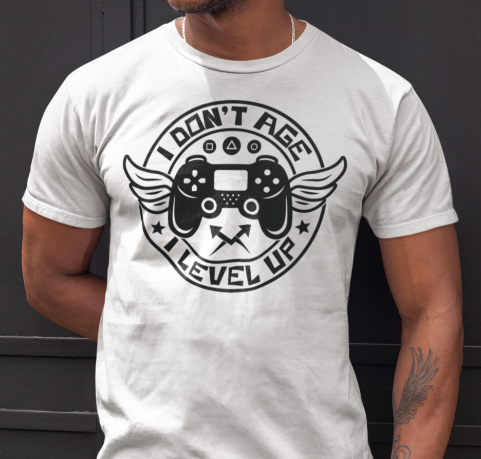 "I Don't Age I Level Up" Gaming T-Shirt